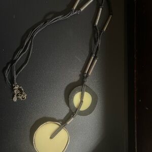 Chico's Cream and Black Infinity Pendant Necklace